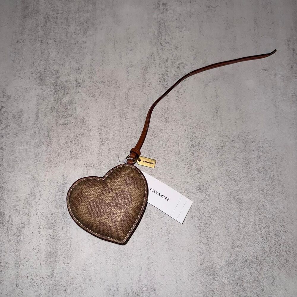 Coach brown puffy heart shaped keychain